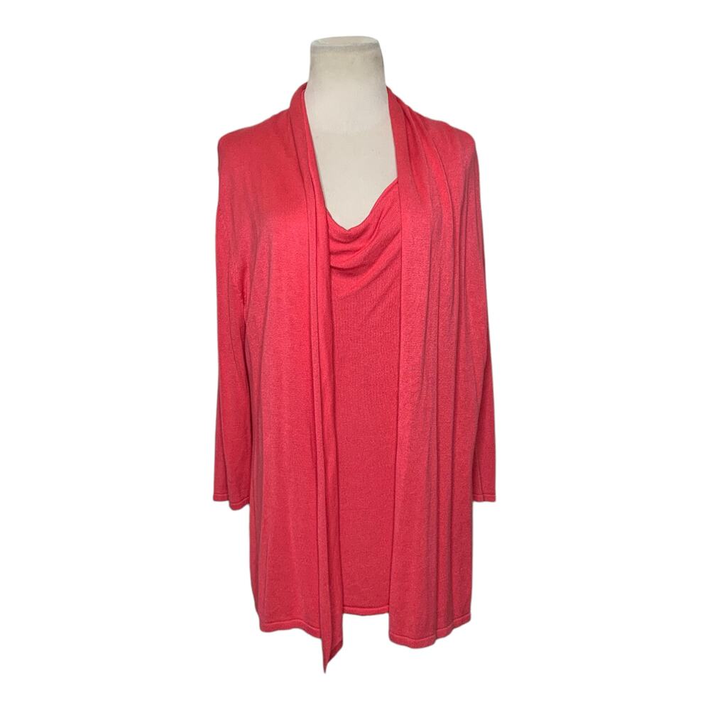 Motive Pink Top Attached Jersey Stretch Cardigan Size X Large